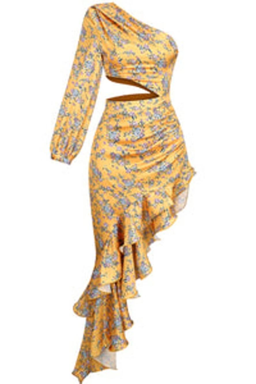 Rose dress yellow floral maxi dress